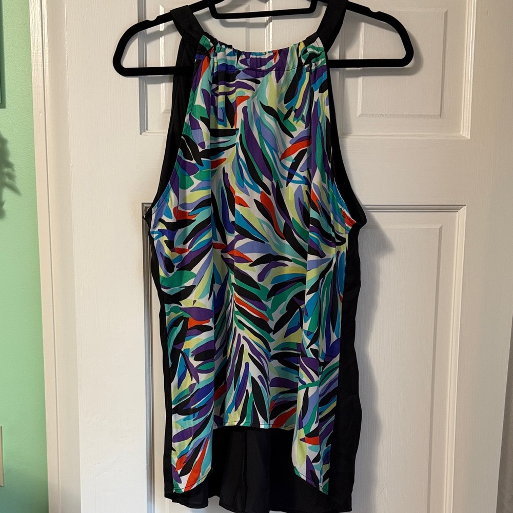 Nicole by Nicole Miller Colorful Leaf Print Tank Top